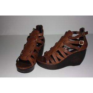 Steve Madden Brown Leather Fisherman Wedge Sandal